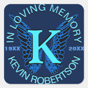 Monogram Sticker Blue Fyrkantigt Klistermärke