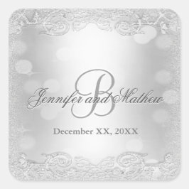 Monogram Sticker | ELEGANT SILVER Fyrkantigt Klistermärke