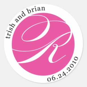 Monogram Sticker för Trish och Brian Runt Klistermärke