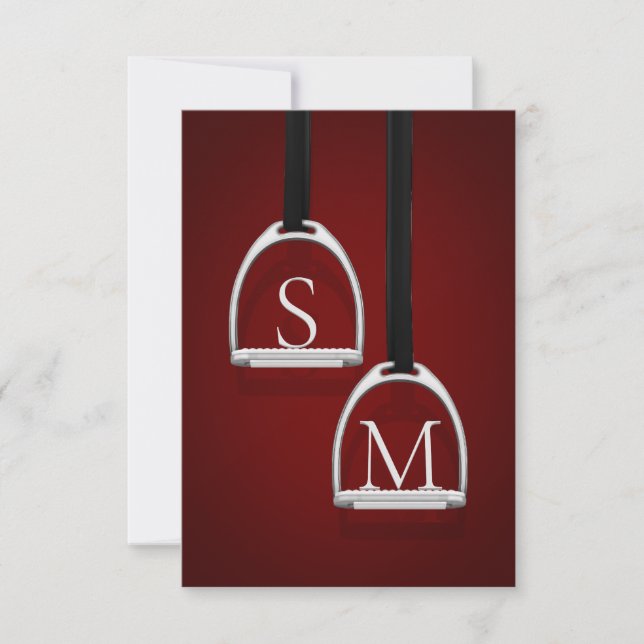 Monogram Stirrupjärn Mörkröd Ridsport Tack Kort (Framsida)