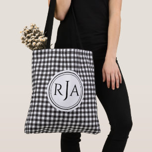 Monogram, Stor Svart Vit Buffalo-ruta 18" Tygkasse