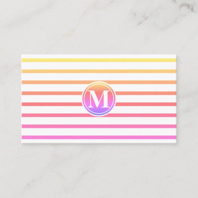 Monogram Stripes Mönster Sommar Visitkort (Framsida)