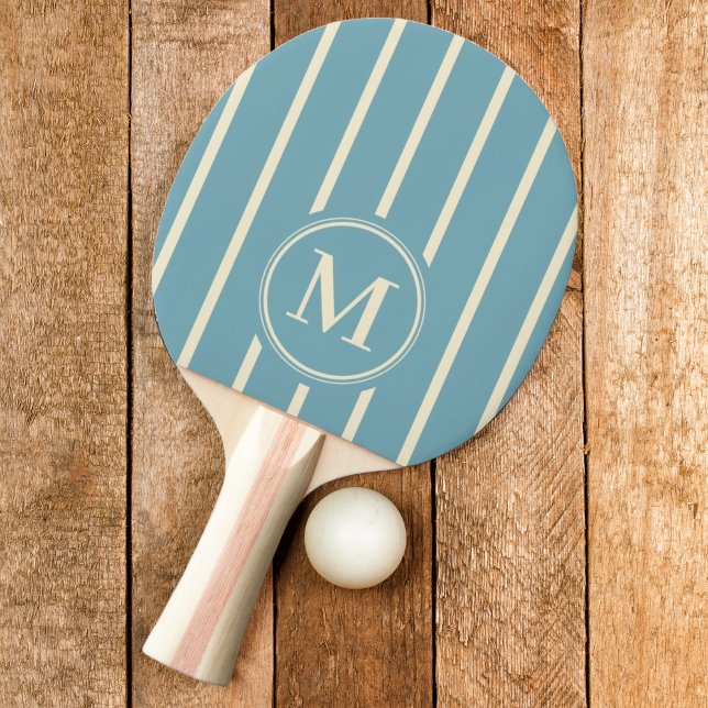 Monogram Stripning Varm Aqua Eftermiddagsfärg Pingisracket (Skapare uppladdad)