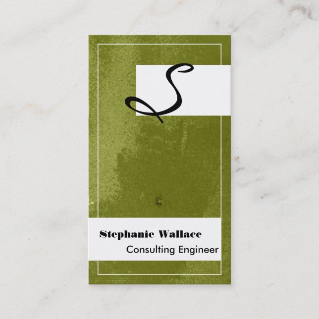 Monogram Struktur Engineering Affärskort Grönt Visitkort (Framsida)