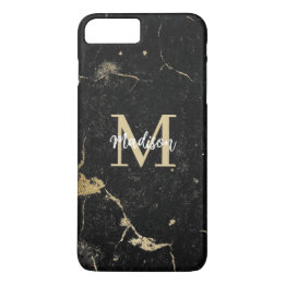 Monogram Studenten Gift Modern Guld Black Marble