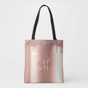 Monogram Stylist Rosa Guld Gitter Drip Metall Tygkasse