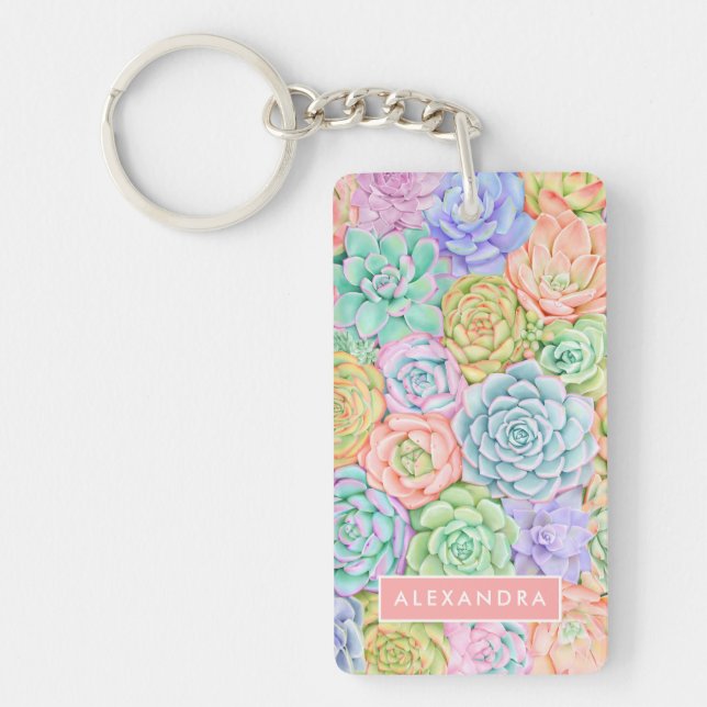 Monogram Succulents Watercolor Colorful Pastel (Framsidan)