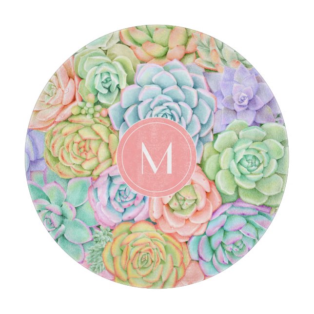 Monogram Succulents Watercolor Colorful Pastel (Framsidan)