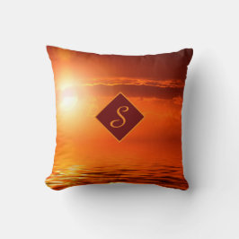 Monogram Sunset Gult Scene Sea of Guld Himlar Beac Kudde
