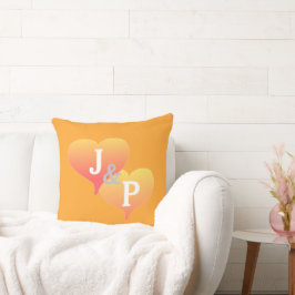 Monogram Sunset Heart Cantaloupe Pillow Kudde