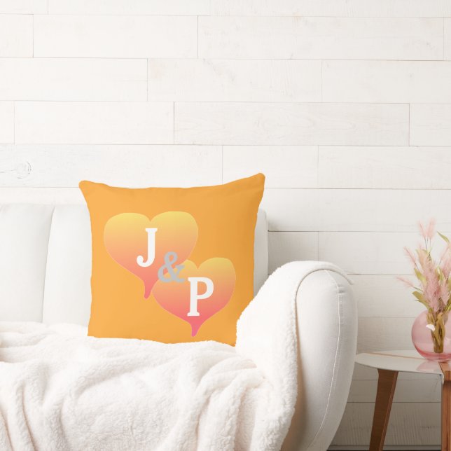 Monogram Sunset Heart Cantaloupe Pillow Kudde (Soffa)