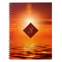 Monogram Sunset Orange Golden Himlar Sea of Guld Anteckningsbok