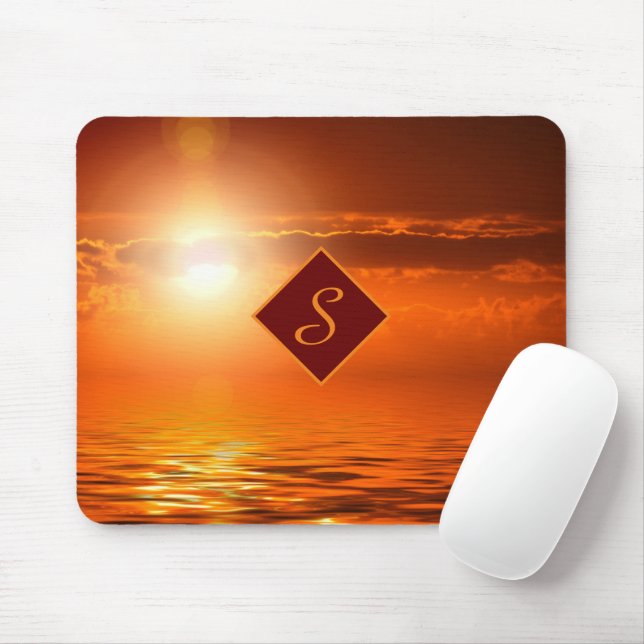 Monogram Sunset Orange Golden Himlar Sea of Guld Musmatta (Med mus)