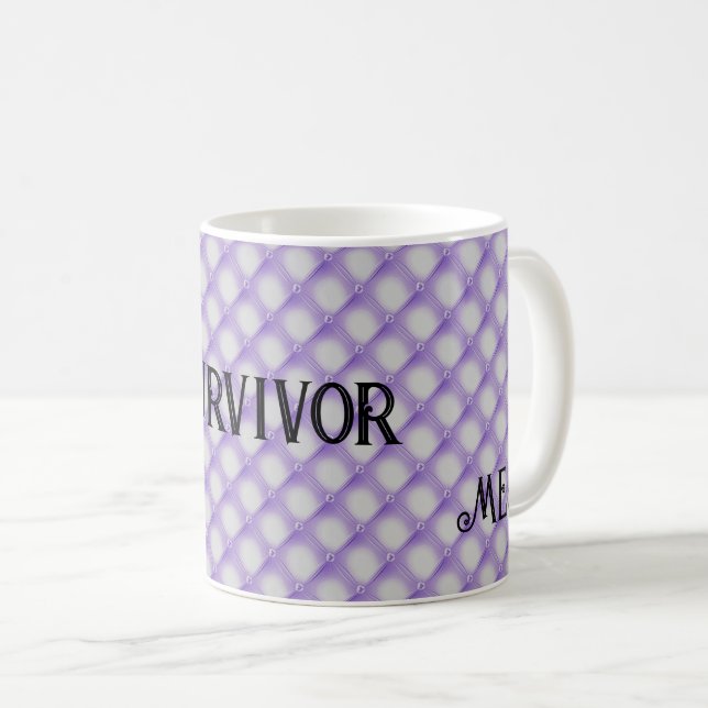 Monogram & Survivor, Lila Tuftad Mönster 11oz Kaffemugg (Framsida höger)