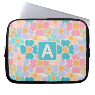 Monogram Svagt Färgade Blommor Laptop Fodral