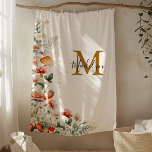 Monogram Svamp Blommor Floral botanisk