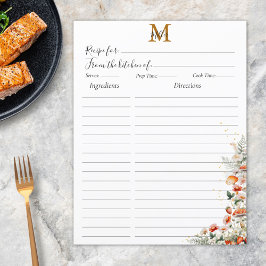 Monogram Svamp Skog Blommig Recept Infogning