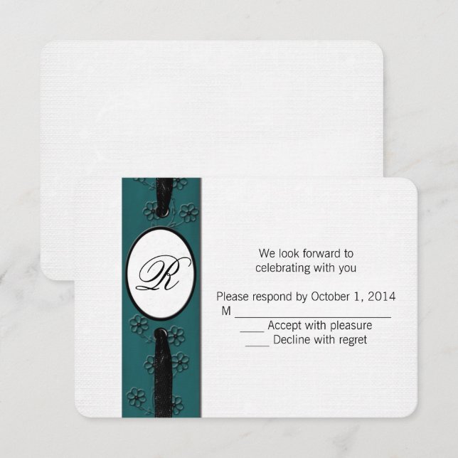 Monogram svar med band inbjudningar (Fram/baksida)