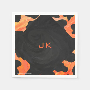 Monogram svart bläck och Orange Pappersservett