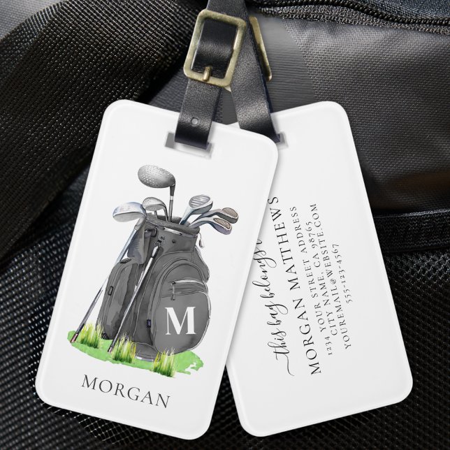 Monogram Svart Golfväska Bagagebricka (Monogram Black Golf Bag Luggage Tag)
