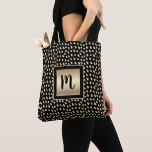 Monogram svart guld-folie skriver modern fetstilt tygkasse