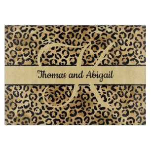 Monogram Svart Guld Leopardtryck Gepard Djur