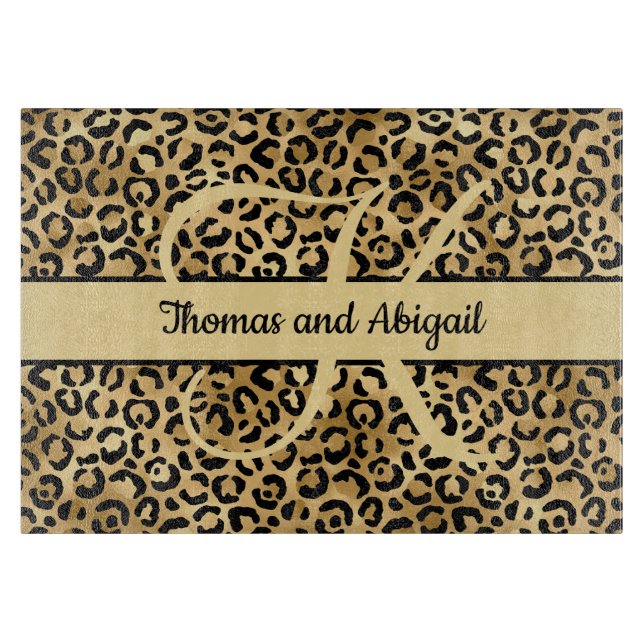 Monogram Svart Guld Leopardtryck Gepard Djur (Framsidan)