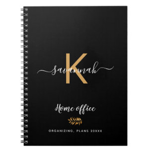 Monogram svart guld typografi kontor skola anteckningsbok