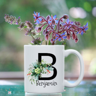 Monogram svart kaffe mugg