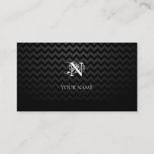Monogram svart med Chevron Mönster Visitkort