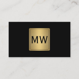 Monogram svart Metallic Guld-etikett Visitkort