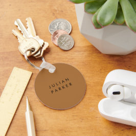Monogram svart minimalistisk brun nyckelring