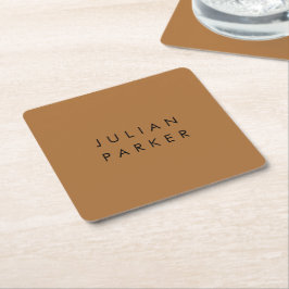 Monogram svart minimalistisk brun underlägg papper kvadrat