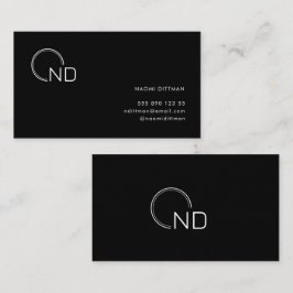 Monogram svart minimalistiskt personligt Affärskor Visitkort