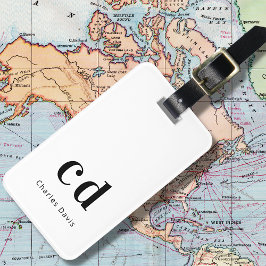 Monogram, svart namn initialer, modern bagagebricka