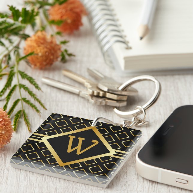monogram svart och falska guld ränder initial enda (Högra Framsidan)