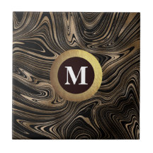 Monogram svart och guld Marble