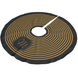 Monogram svart och matta guld randig julgransmatta borstad polyester