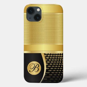 Monogram svart och metallisk mesh i Guld