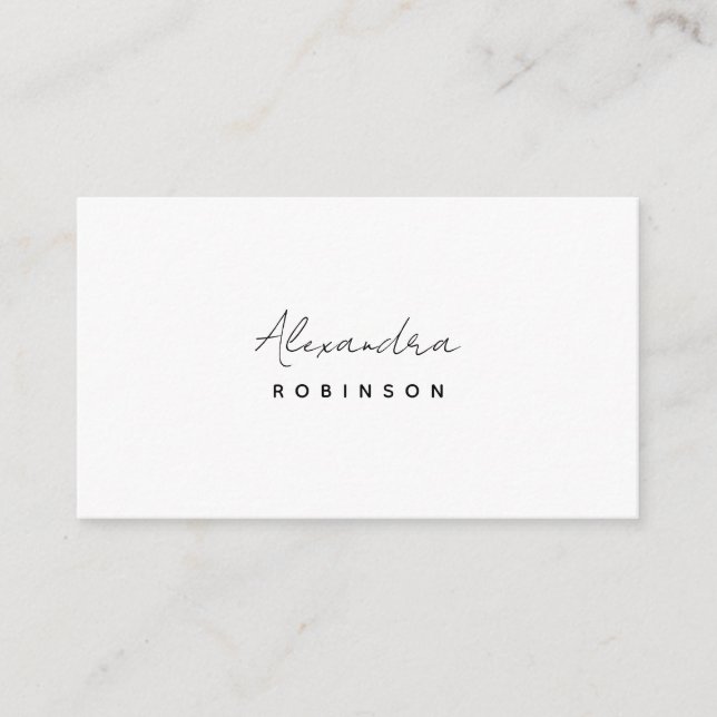 Monogram svart och vit minimalistisk feminin visitkort (Framsida)
