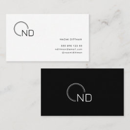 Monogram svart och vit minimalistisk, personlig visitkort
