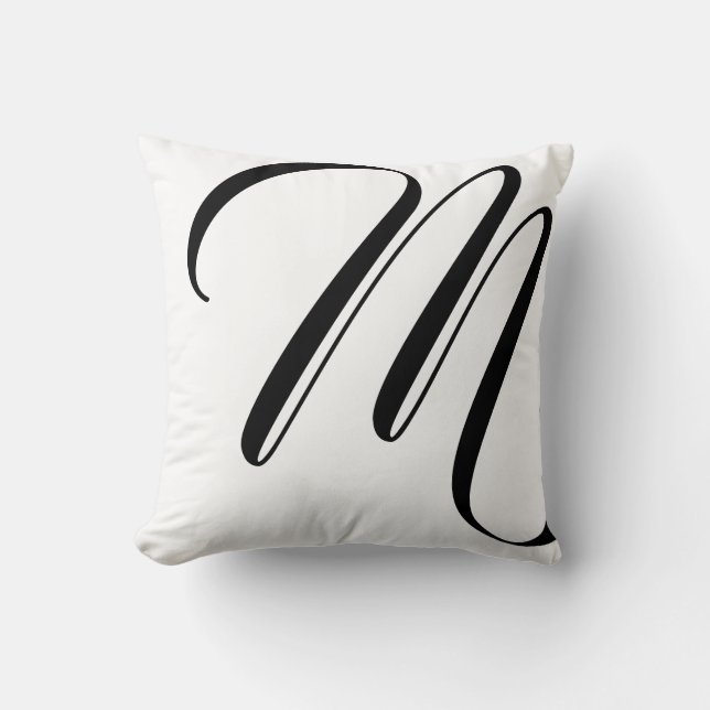 Monogram svart och vit modern kudde (Framsida)