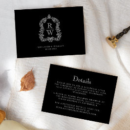 Monogram Svart och Vitt Bröllopsdetaljer Tilläggskort