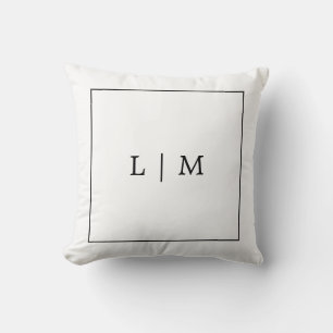 Monogram Svart och Vitt Enkelt Klassiskt Minimalis Kudde