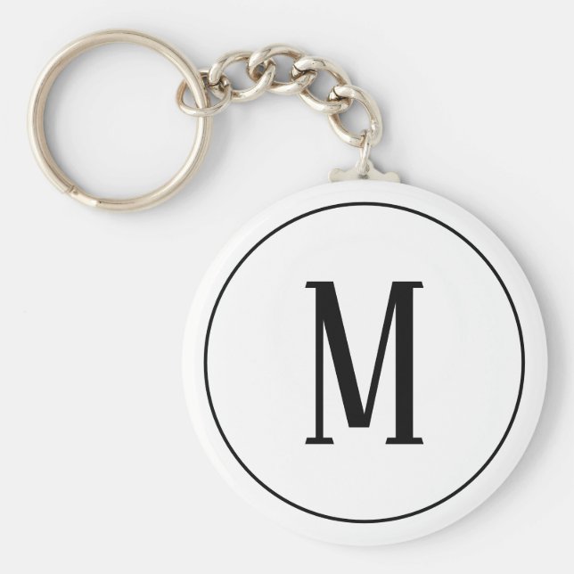 Monogram svart på vit nyckelkedja nyckelring (Framsidan)