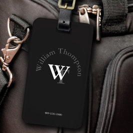 monogram - svart personlig bagagebricka