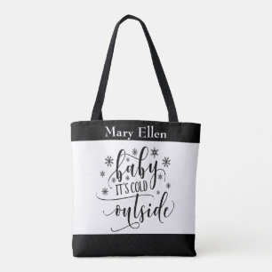 Monogram svart vit Baby It's Cold Outside Tygkasse