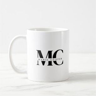 Monogram svart vit, modern, minimalistisk Elegant Kaffemugg