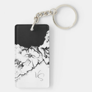 Monogram Svart & Vit Ursprunglig Punktkonst Blommi