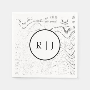 Monogram Svart Vitt Abstrakt Initial 2026 Bröllop Pappersservett